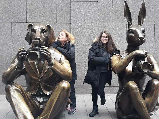 Paparazzi Dogman and Paparazzi Rabbitgirl Sculptures by Gillie and Marc