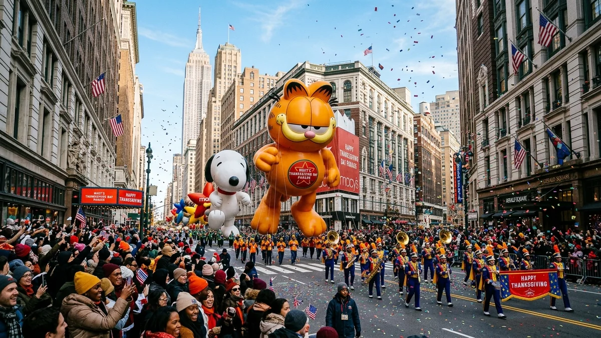 100th Annual Macy's Thanksgiving Day Parade character balloons soaring along Sixth Avenue