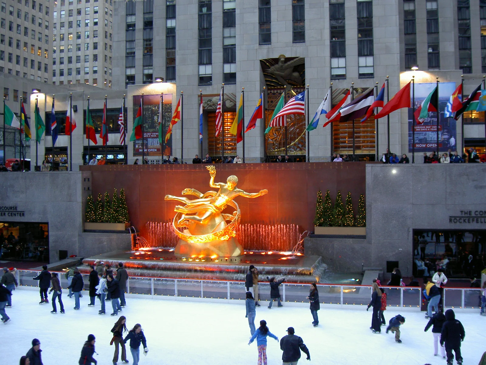 Rockefeller Center plaza and skating rink in Manhattan