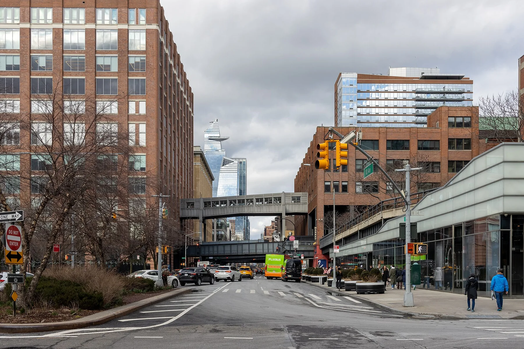 Street view near 10th Avenue and West 14th Street at the southern edge of Chelsea